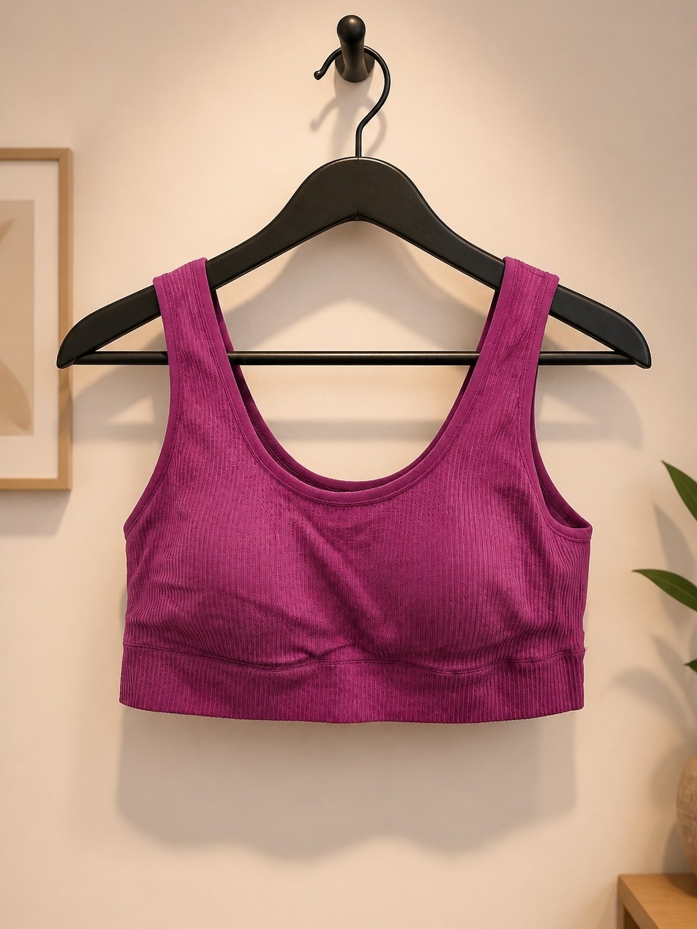Torrid Curve Ribbed Crop Tank in Berry - Picture 1 of 4